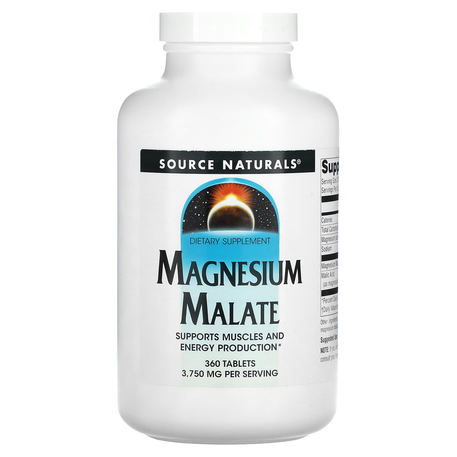 

Source Naturals, Magnesium Malate, 3,750 mg, 360 Tablets (1,250 mg per tablet)