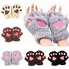 Niedliche Katzenpfoten-Handschuhe Winter Warm Touchscreen Halbfinger-Fäustlinge für Mädchen