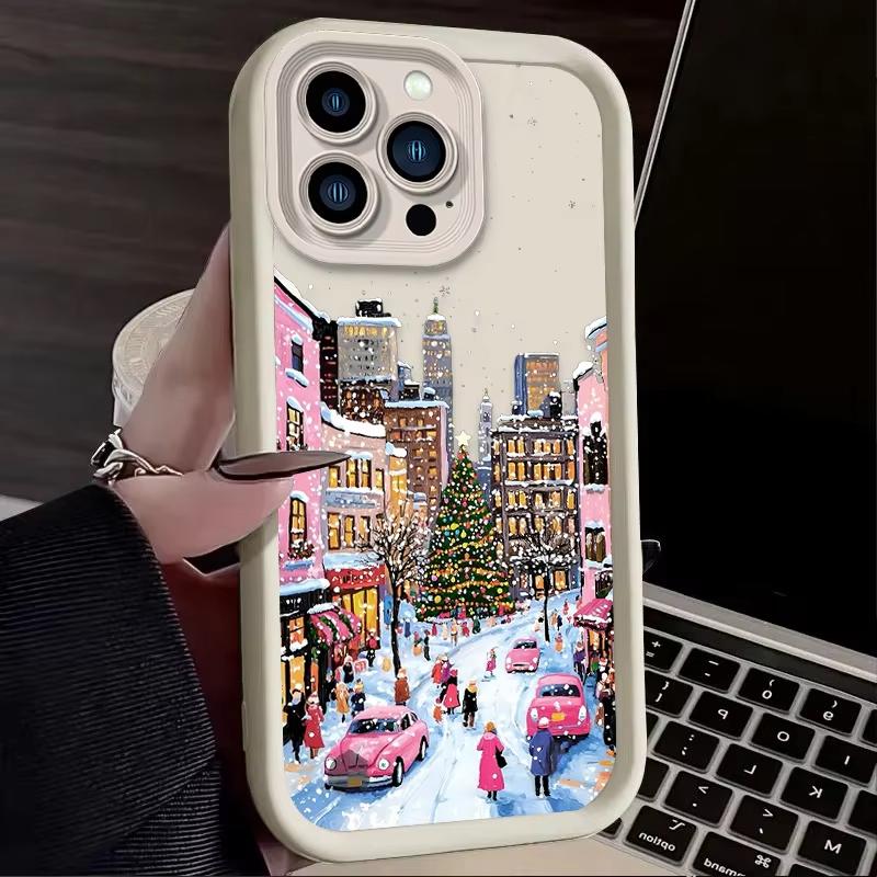 

Winter Cartoon Christmas Style Snow Phone Case For Samsung Galaxy S25 Ultra S24 S23 FE S22 Plus S21 A54 A55 Soft Silicone Cover Galaxy A15