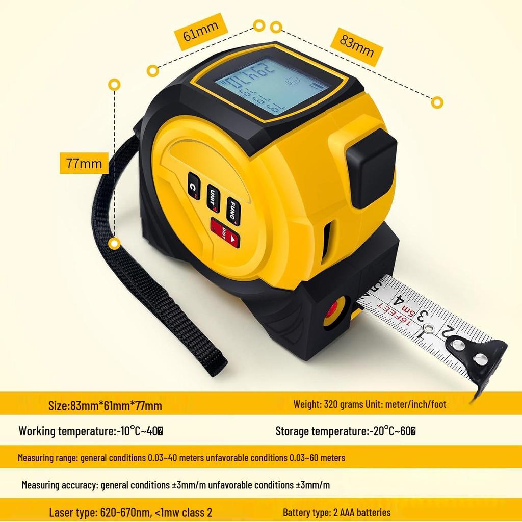 Multi-Functional Precision Infrared Laser Rangefinder & Crosshair Electronic Measuring Tool