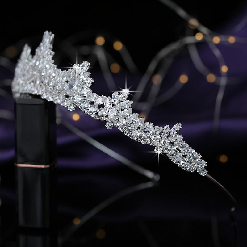 Drop Shipping Cubic Zircon Wedding Tiara Exquisite Bridal Hair Accessories Anniversary Crowns for Women BC5534 Corona Princesa