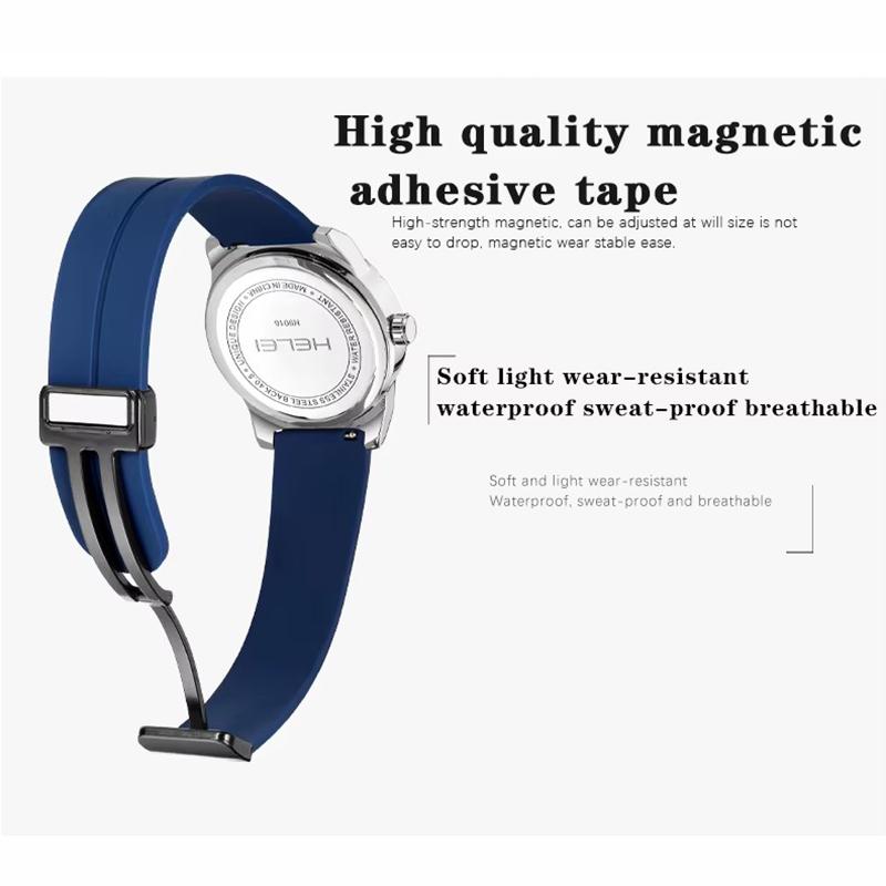 Mens Quartz Watch Large Dial Magnetic Silicone Strap, Luminous Hands Date, 30M Daily Waterproof Wrist Watches