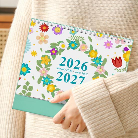 2026-2027 Floraler Schreibtischkalender Spiralbindung Januar bis Juni 18 Monate Monatsplaner Heim Büro