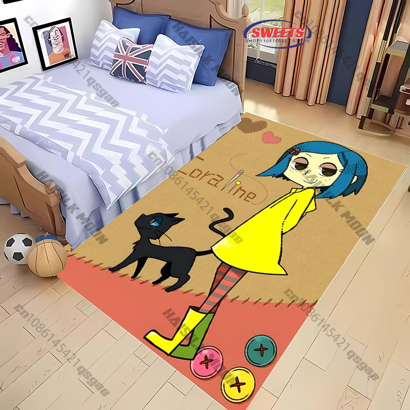 1 Alfombra Impresa Serie Misterio C C0raline para Sala de Estar Dormitorio, Alfombrilla para Sofá, Alfombra Moderna de Área Grande para Decoración del Hogar, Regalo para Amigos