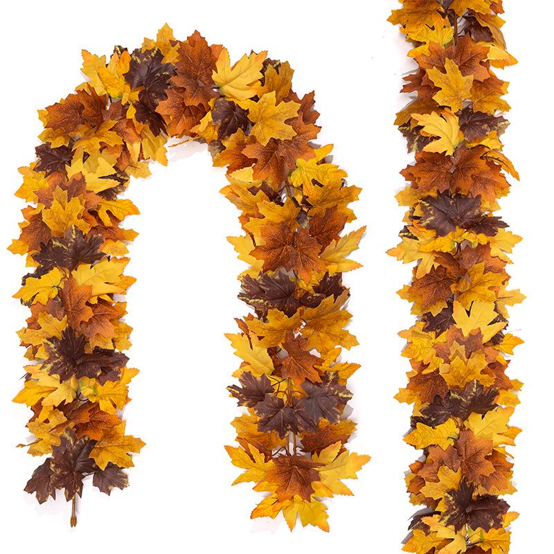 Mixed Color Autumn Maple Leaf Vine for Thanksgiving/Halloween Décor