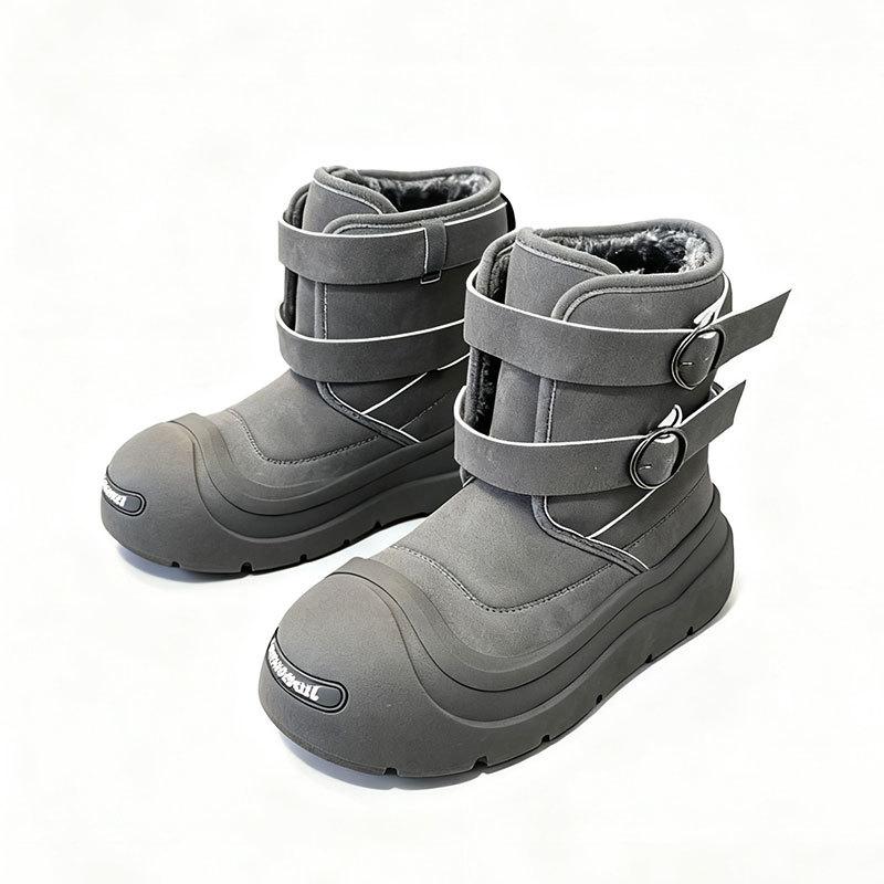 Winter velvet open smile snow boots women's American ugly cute big head Martin boots women's thermal boots couple cotton shoes