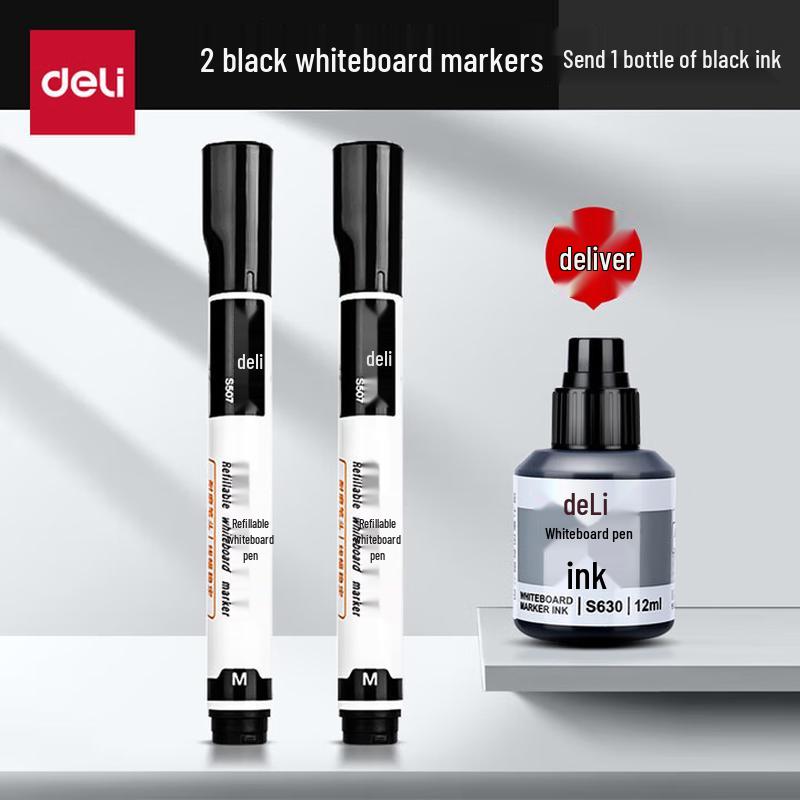 Deli Refillable Whiteboard Marker Pen чёрный