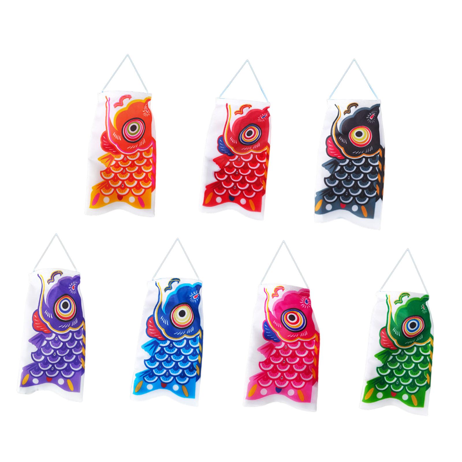 

7x Japanese Carp Flags Hanging Banner Eyecatching Decorative Wall Decor Fish Kite for Backyard Patio Parties Wedding Birthday
