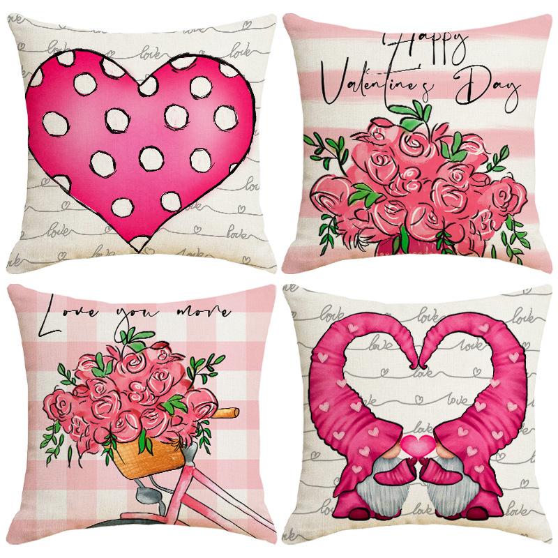 Valentine's Day Pillow Love Flower Combination Pillow Living Room Versatile and Comfortable Sofa Pillow Cover