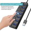 Usb3.0 Hub 4In1 7In1 Usb Splitter .0 Usb Adapter Multi-Port Independent Power Switch Extender 30Cm Cable