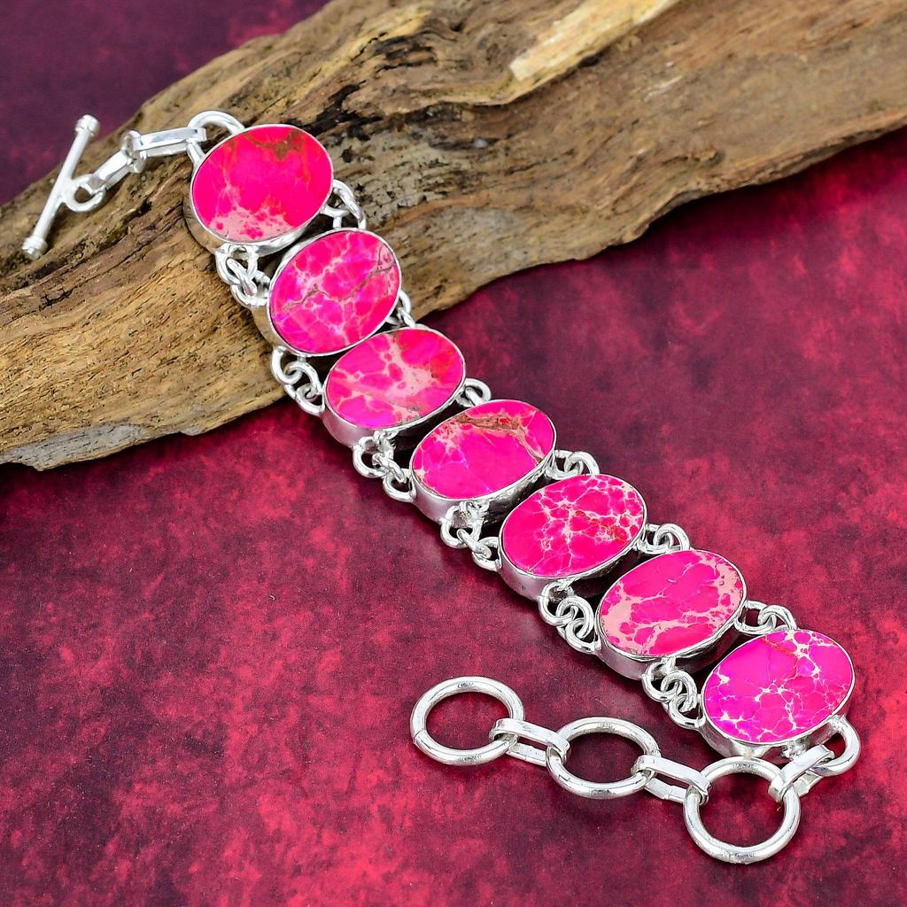 Ροζ Κοσμήματα Θαλάσσιου Ιζήματος, Βραχιόλι με πολύτιμους λίθους από μασίφ ασήμι 925, Χειροποίητα Κοσμήματα, Για την Ημέρα Μνήμης