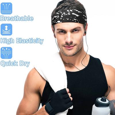 1pc Sports Headband Sweatband Printing Gym Running Yoga Hair Bands Quick Dry Breathable Outdoor Sports Headwear Tennis Headwrap
