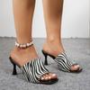 Black and White Stripes Sandalias De Mujer Sexy Pointed Women Sandals High Heels Single Shoes Open Toe Fish Mouth Slippers Pumps