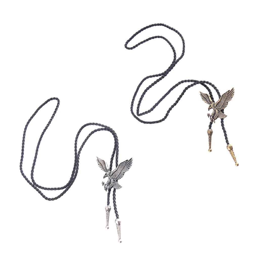 Ethnic Classic Cowboy PU Leather Rodeo Bolo Tie Cord Eagle Pendant