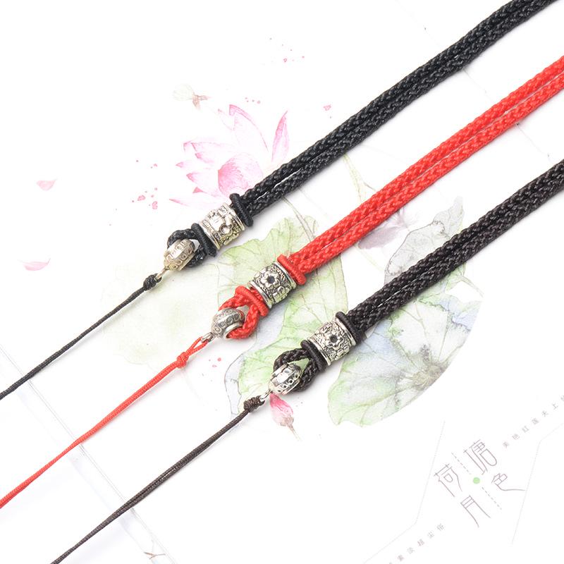 Fashionable Long Sweater Chain with Tibetan Silver Buckle Lanyard and Jade Pendant