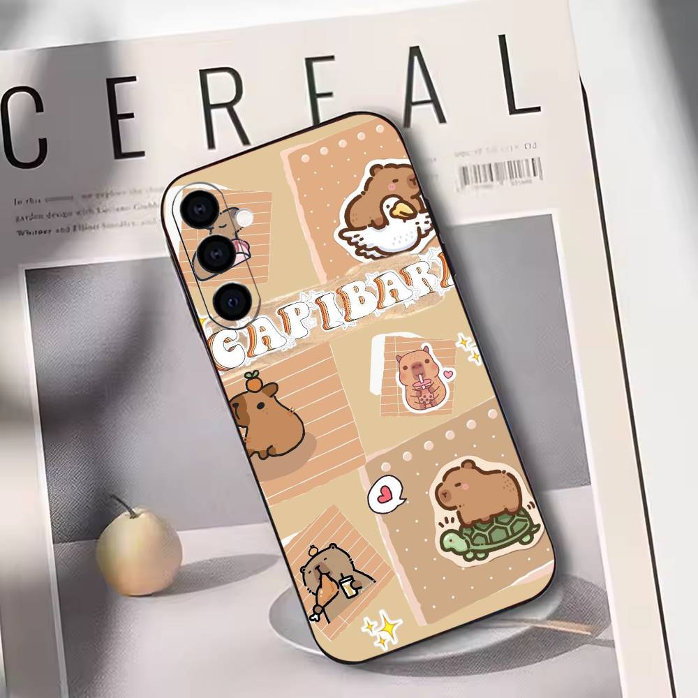 Capybara Cute Cartoon Phone Case For Samsung Galaxy A73,A72,A71,A70,A53,A52,A51,Others Soft Black Cover
