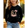 Kids Unisex Red Crewneck Sweatshirt, Leopard Print 67 Pink Bow Floral Rose Graphic Long Sleeve Pullover, Soft Sweatshirts for Boys Girls Ages 4+