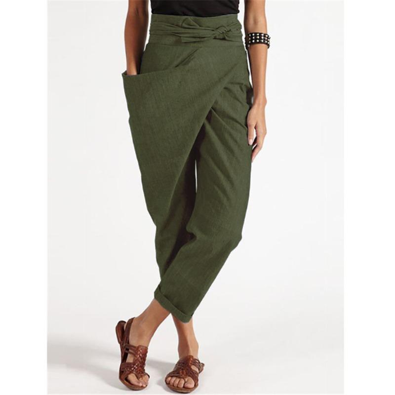 Women's clothing popular irregular lace-up nine-point pants casual pants women