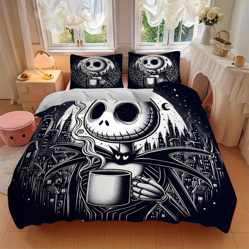 3pcs Night Sky Jack Bedding Set - Includes 1 Quilt Cover and 2 Pillowcases, Comfortable Bedding with Stylish Design for Bedroom, Machine Washable
