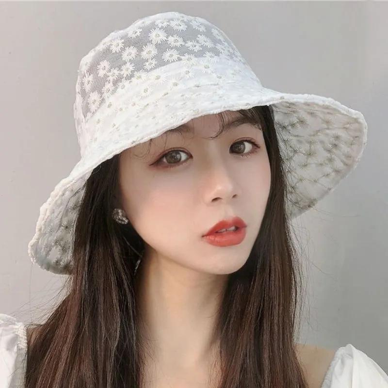WTEMPO Summer Women Sunscreen Spring Summer Cool Hats Elegant Small Daisy Fashion Holiday Travel Beach Bucket Hats