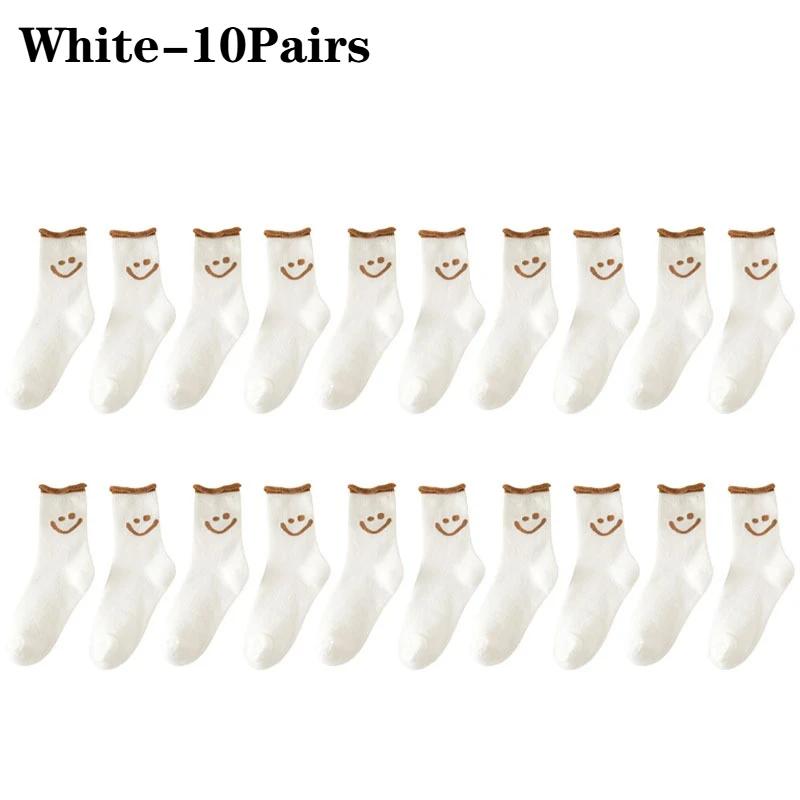 1-10 PairesChaussettes Chaudes Épaisses en Polaire pour Femmes Automne Hiver Chaussettes en Coton Éponge avec Doublure Peluche Mi-Mollet Style Japonais Chaussettes d'Intérieur