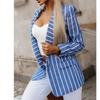 Cross-Border Fashion Fall and Winter New Stripes Print Suit Collar Work Clothing Ol One Button Long Sleeve Suit Outwear Easiest for Match Female