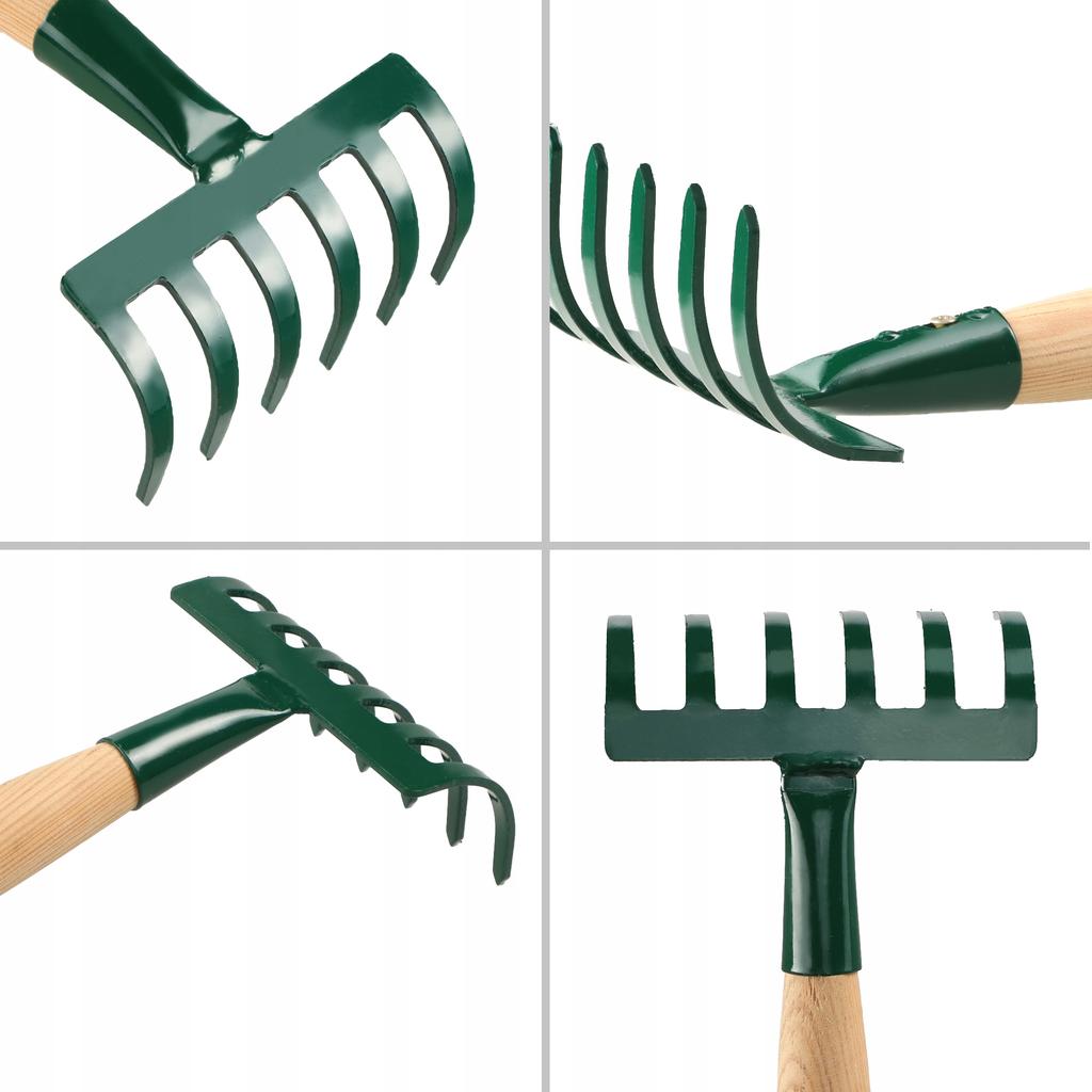 KADAX Metal Garden Rake 6-Tine Handle