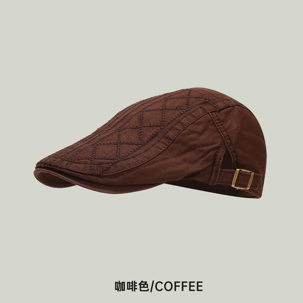 

Мужские береты Boina Модная шляпа Masculina Клетчатый стиль Gorro Повседневные шляпы Хлопок Boinas Однотонный берет для мужчин Кепка 6 цветов Adjustable кофейный