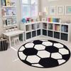 Basketball Shaped Round Sports Rug Novelty Circular Floor Mat For Boys Bedroom Kids Room Indoor Home Decor Area Carpet