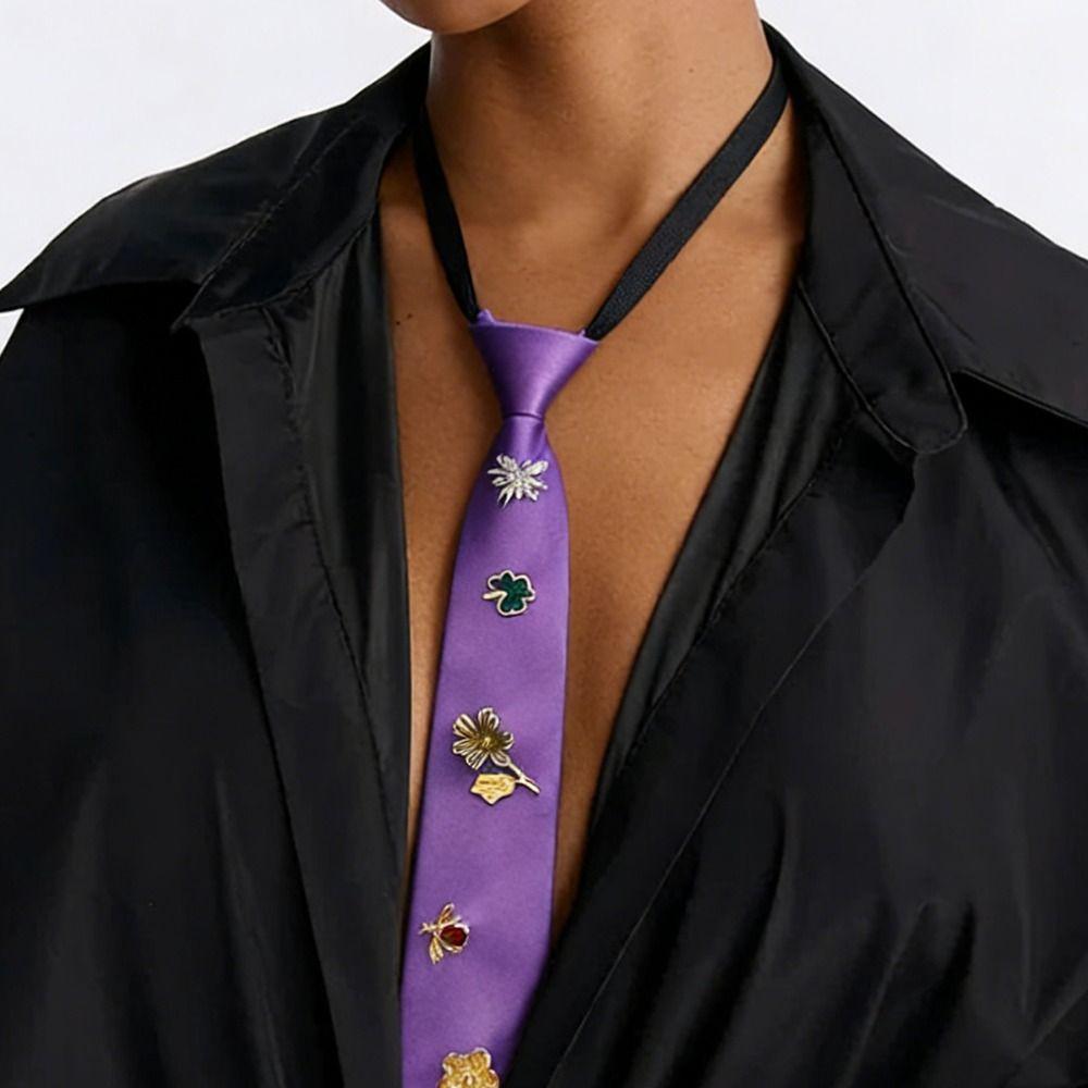 Insect Flower Tie Korean Decoration Shirt Tie Temperament Rhinestone Necktie Daily