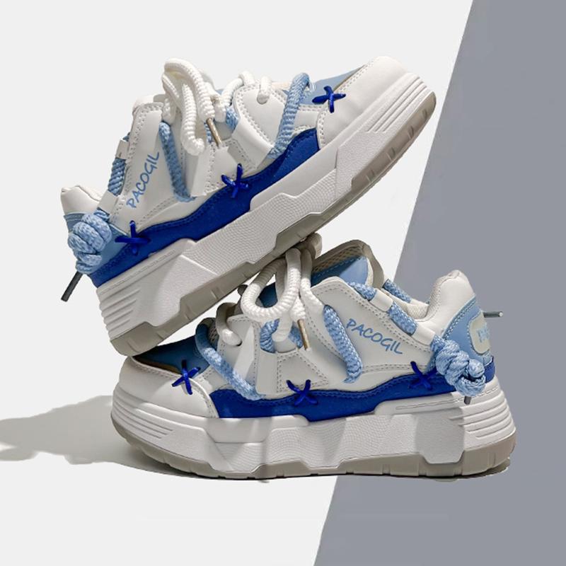 Y2K Cross Lace Up Thick Bottom Vulcanized Shoes Women Mixed Color Breathable Platform Sneakers Woman Autumn Chunky Student Shoe