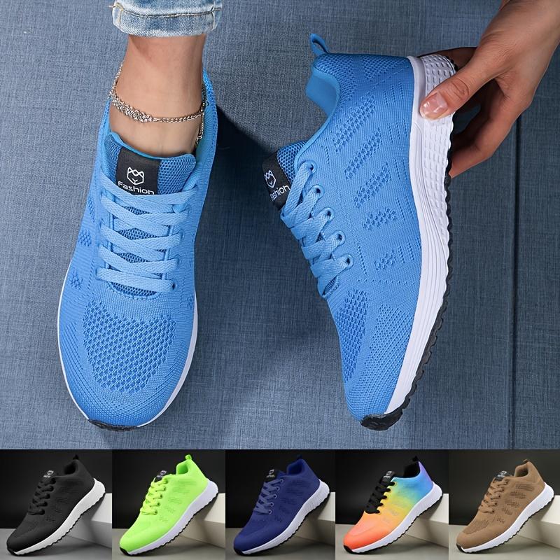 Women's Casual Lace-Up Sneakers - Comfortable Round Toe Low-Top Shoes