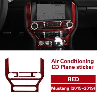 

For Ford Mustang 2015-2019 Carbon Fiber Center Console CD Panel Air Condition Trim Sticker Cover Car Interior Tuning Accessories красный