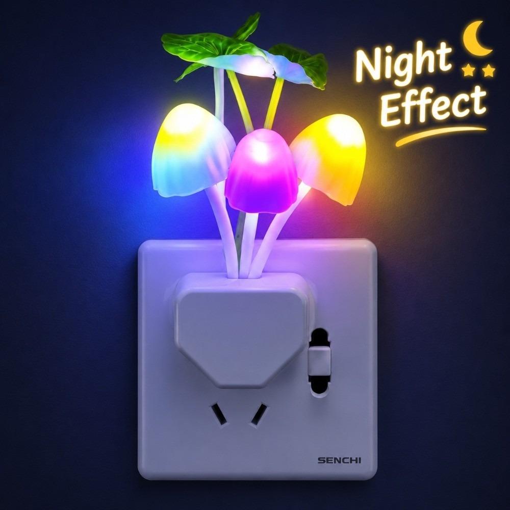 Light Sensor Night Light Plug-in Bedside Night Lamp New LED Mushroom Night Light Bedroom