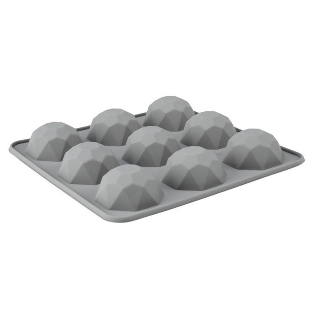 9 Cavity Diamond Silicone Cake Mold DIY Mousse Baking Pan for Dessert Grey