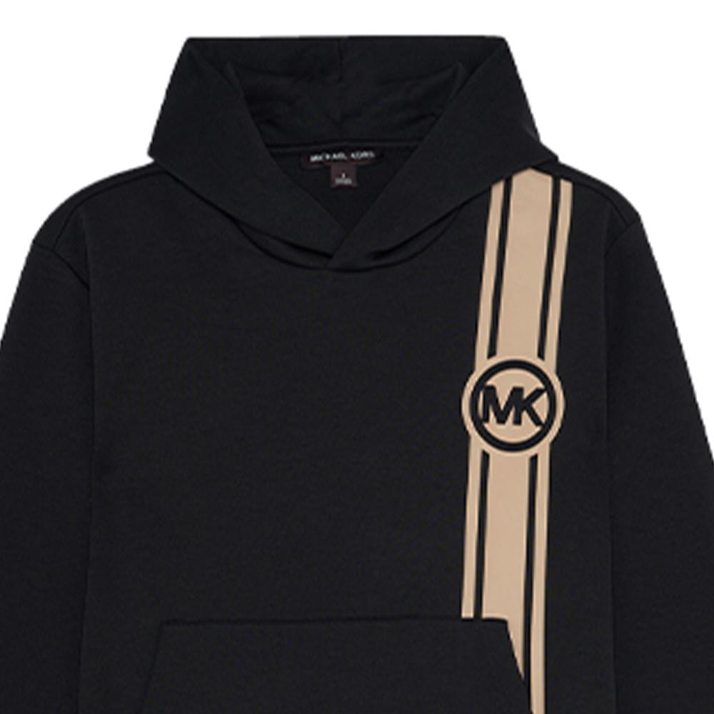 Michael Kors Ss22 Striped Letter Print Hooded Long Sleeve Sweatshirt Men Tops Black CU251071X4001