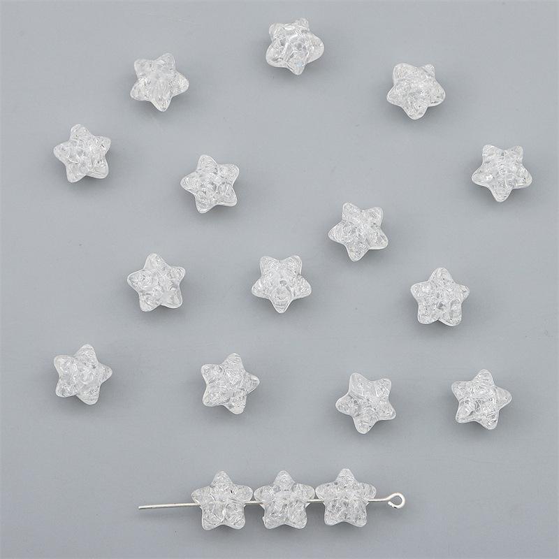 Handmade Bracelet Beads Color Acrylic Pentagram Pop Beads Cracked Beads Loose Beads Handmade DIY Bracelet Hand String Beads Jewelry Accessories