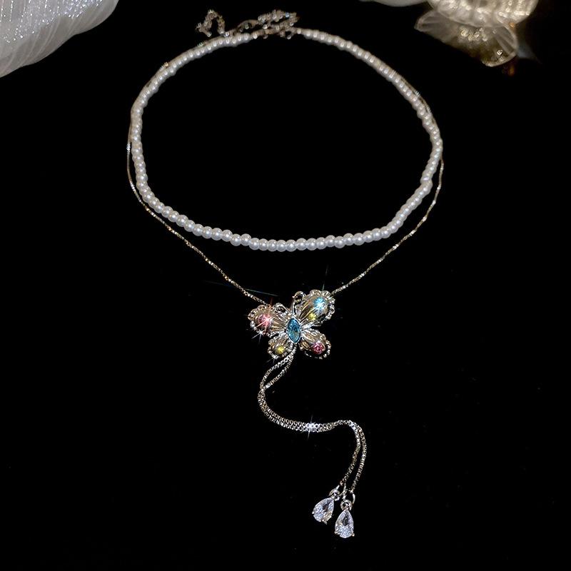 

Zircon Butterfly Pearl Double-Layer Necklace - Elegant Women’s Clavicle Jewelry