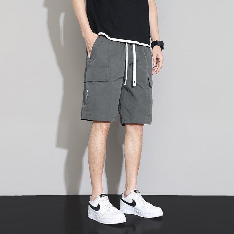 Men's American-Style Shorts, Summer Thin Style, 2025 New Model, Workwear Five-Point Pants, Drawstring Ice Silk Quick-Dry Pants