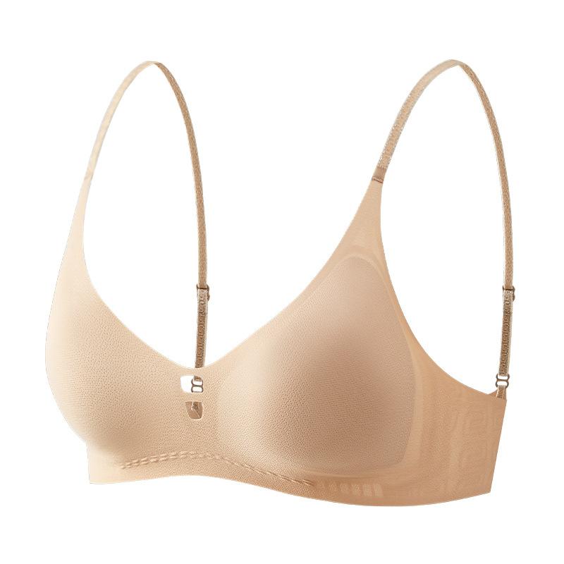 Summer new ultra-thin cool thin shoulder straps French triangle cup small chest gathered seamless back women's bra cover