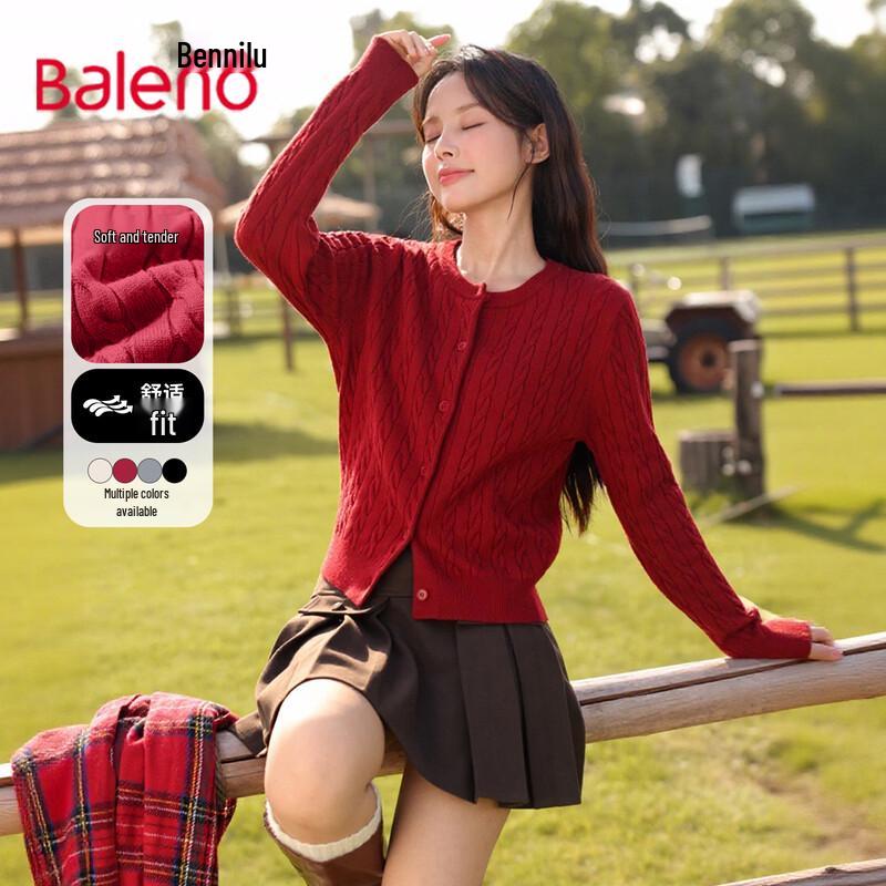 

Baleno Women s Cable Knit Cardigan Sweater M