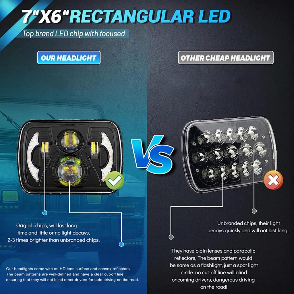 7 zoll LED Scheinwerfer 7x6 5x7 zoll Auto Scheinwerfer mit HighLow Strahl DRL Blinker IP67 Wasserdicht