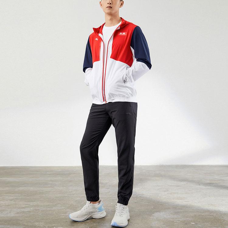 Anta Training Series SS22 Color Block Logo Sports Jacket Men Jacket Classic-Red 152227611-1