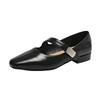Fashion Low-heeled Single Shoes Autumn New Square-toe Shallow-mouth One-band Anti-slip Wear-resistant Low-top Shoes