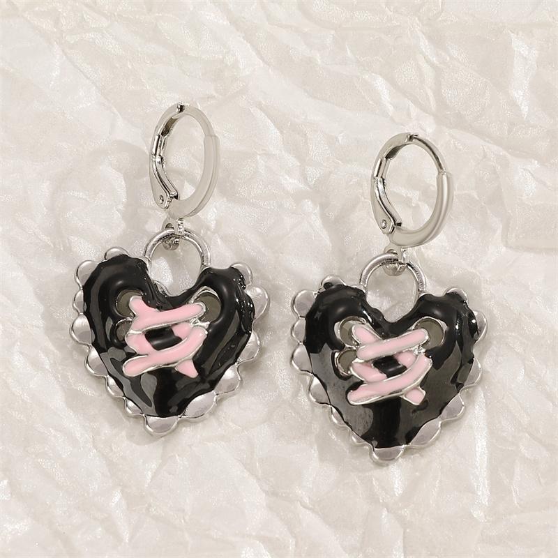 Goth Vintage Cute Bowknot Pink Strawberry Heart Star Pendant Earrings Egirl Gothic 2000s Y2K EMO Rave Zircon Scene Accessories