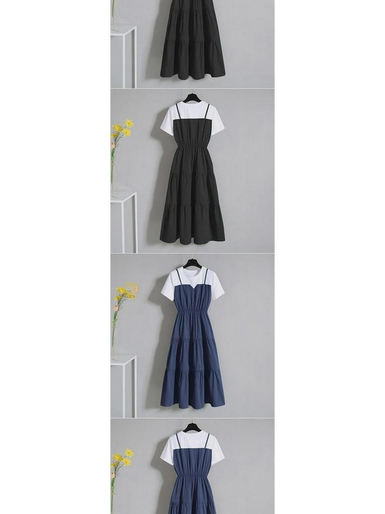 Vestido Longo de Duas Peças Slim Fit Estilo Chinês Plus Size - Verão 2025