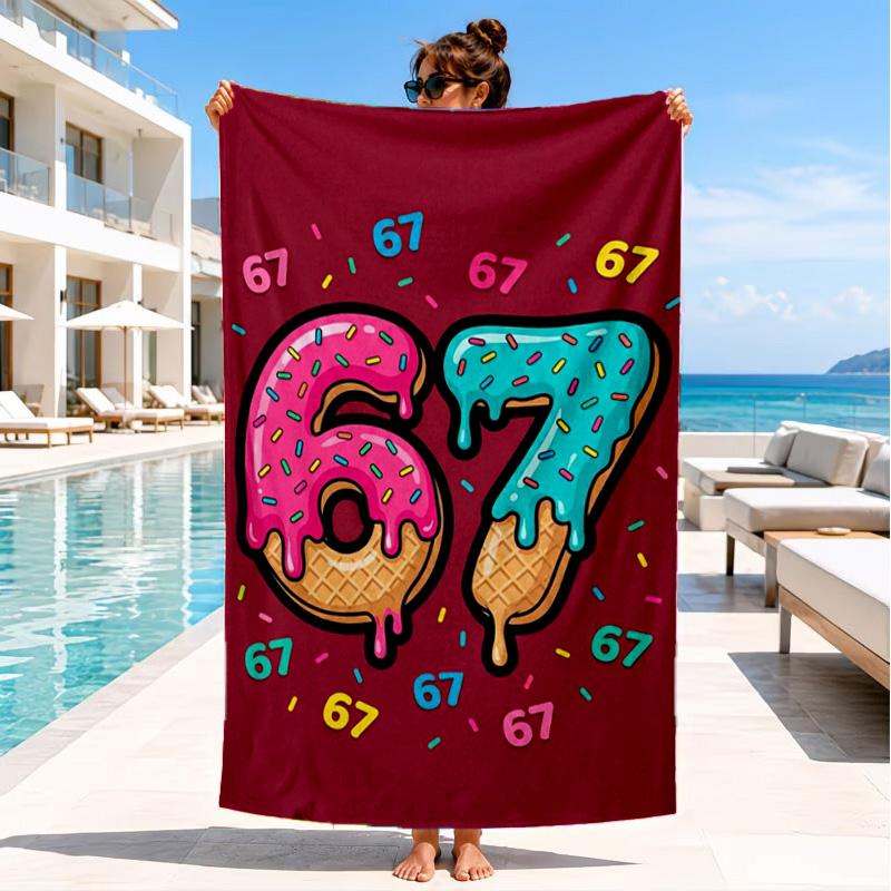 Royal Hands Holding Number 67 Beach Towel, Quick-drying, Easy to Care for, Suitable for Both Fitness and Beach Vacations,Sports Essential
