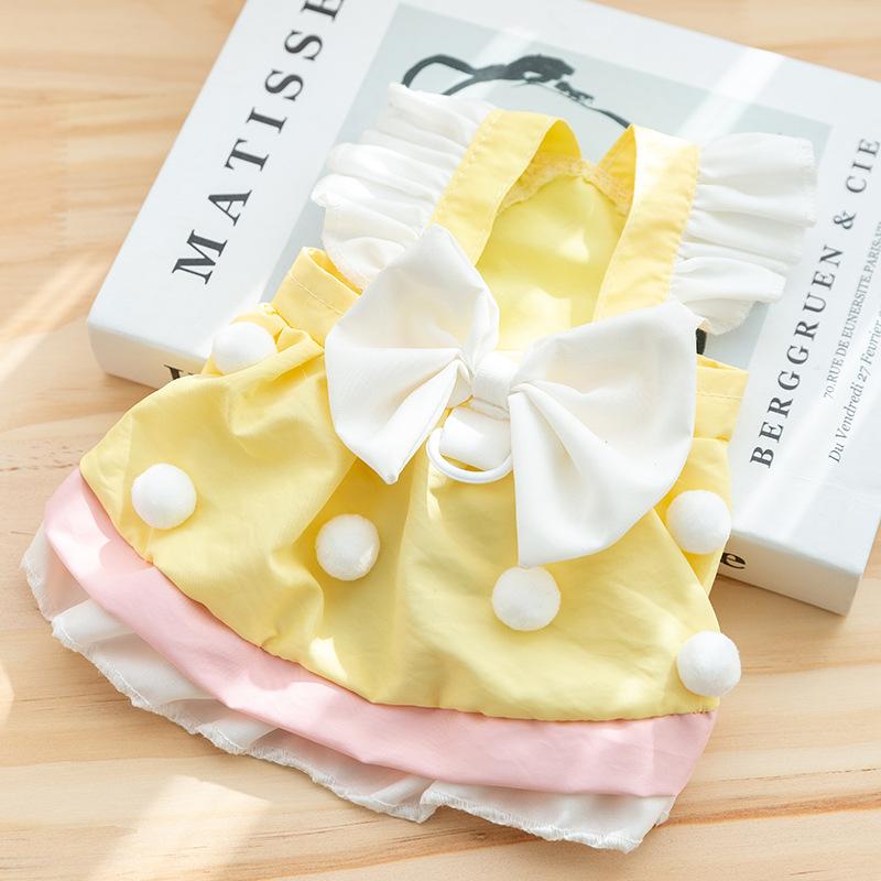 Spring/Summer Dog Cute Princess Wind Cake Big Bow Dress Cat Two-legged Skirt Pet Dog Dress