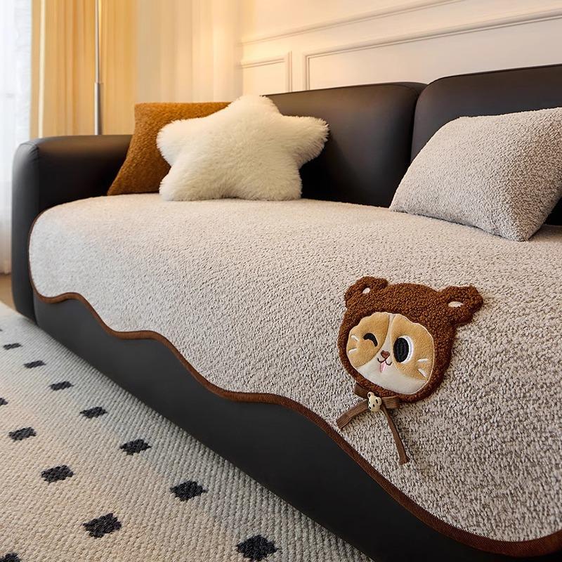 New Special-Shaped Leather Sofa Cushion Cartoon All-Season Non-Slip High-End Chenille Anti-Cat Scratch Seat Cushion Cover