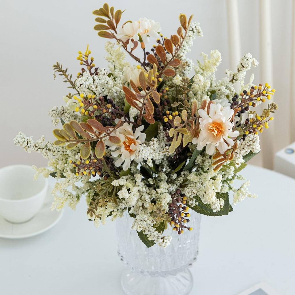 1/3PCS Fleurs Artificielles en Soie Plantes Chrysanthème Herbe à Bulles Bricolage Festival Maison Jardin Extérieur Décoration Mariage Bouquets de Mariée